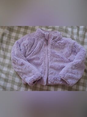 REVERSIBLE The North Face Kids Plush Zip Fleece Jacket in Lavender
